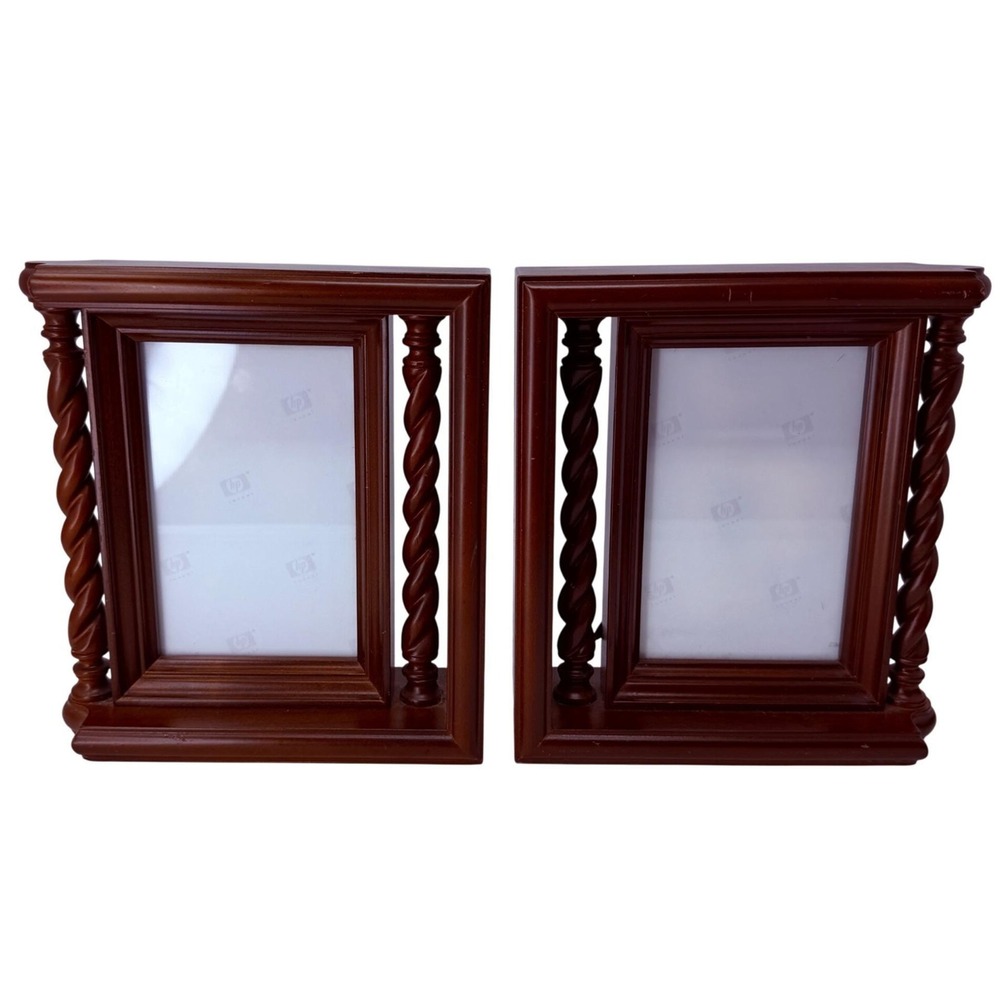 Vintage Bombay Wooden Picture Frame Pair 4x6 Twisted Column Design‎